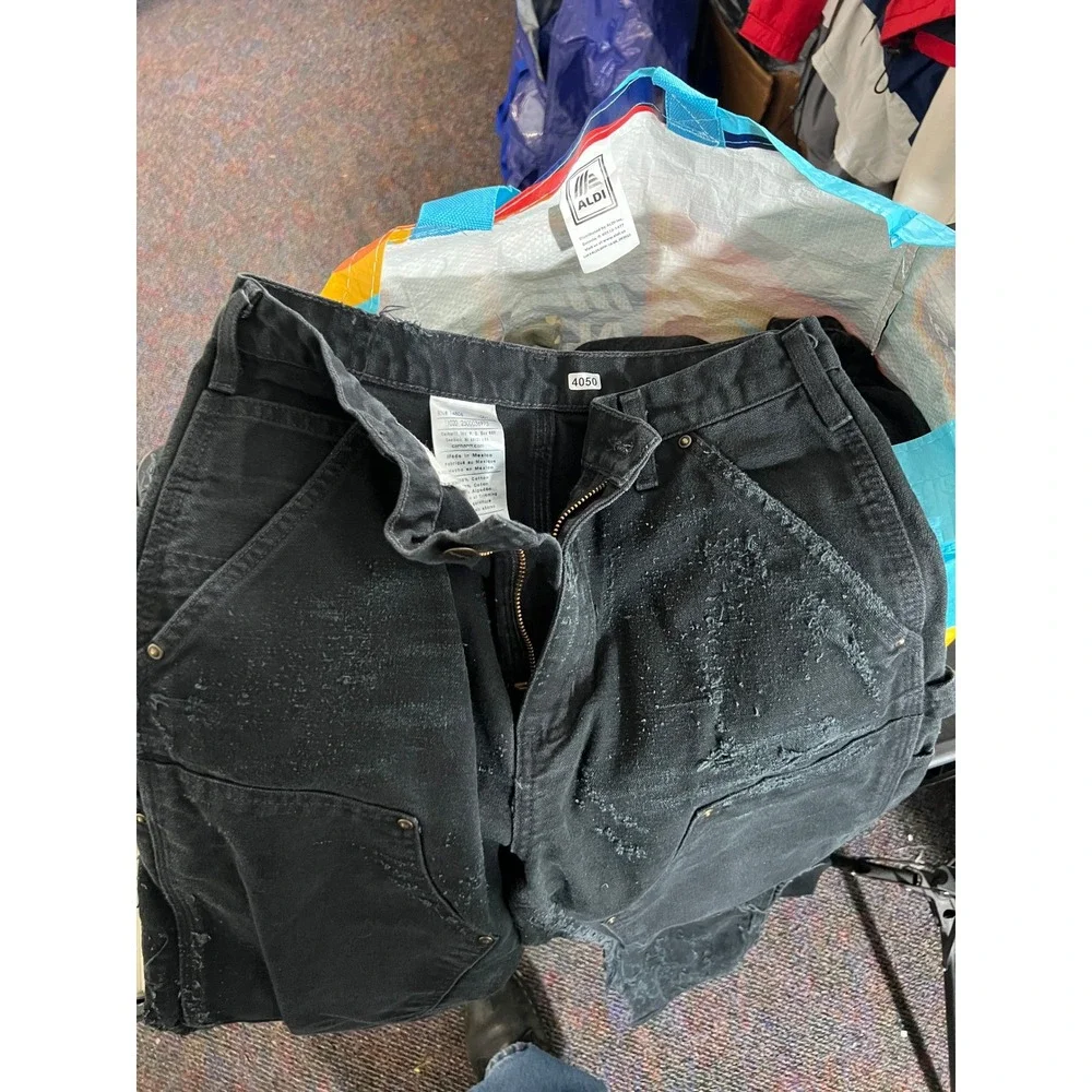 Carhartt B136 BLK Double Knee Carpenter Distressed Work Pants Black Mens 30x30